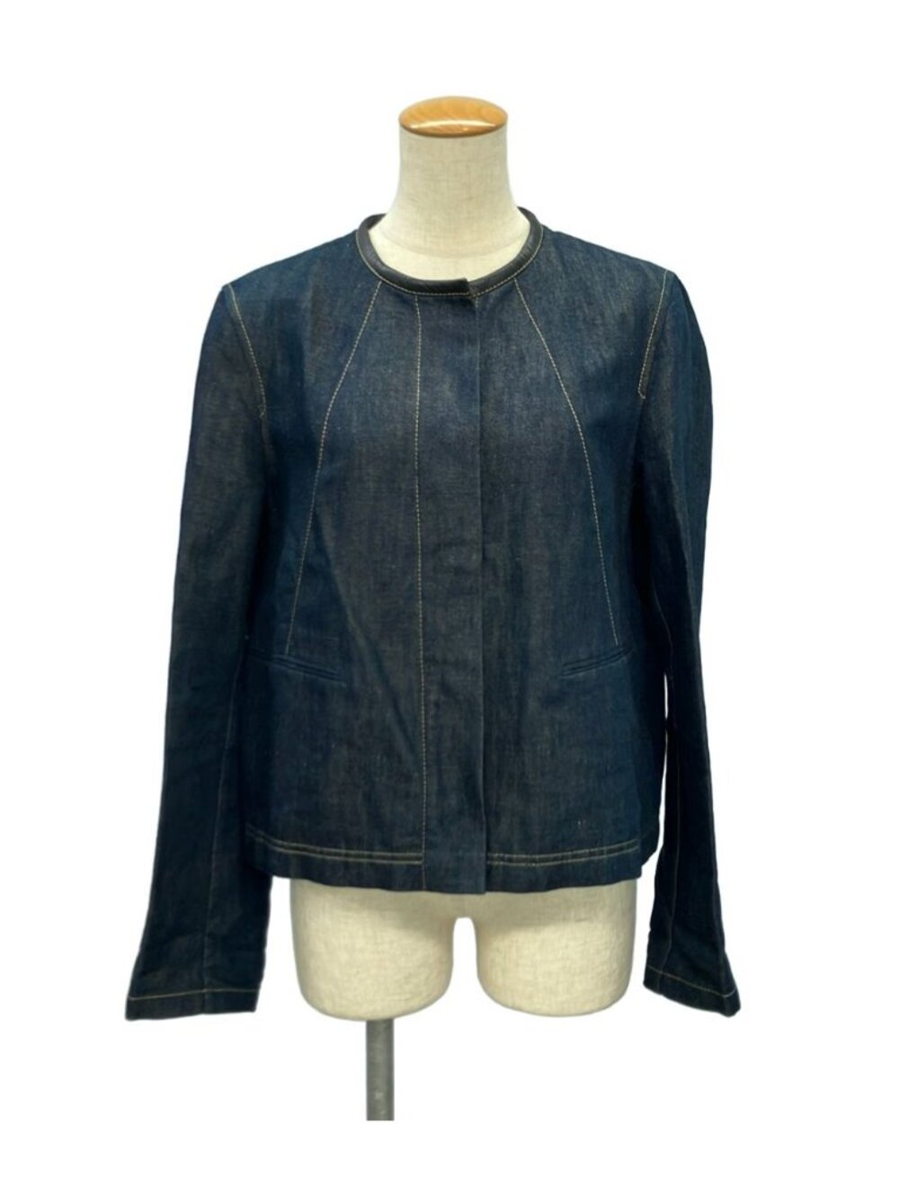 Hermes Collarless Denim Jacket 40